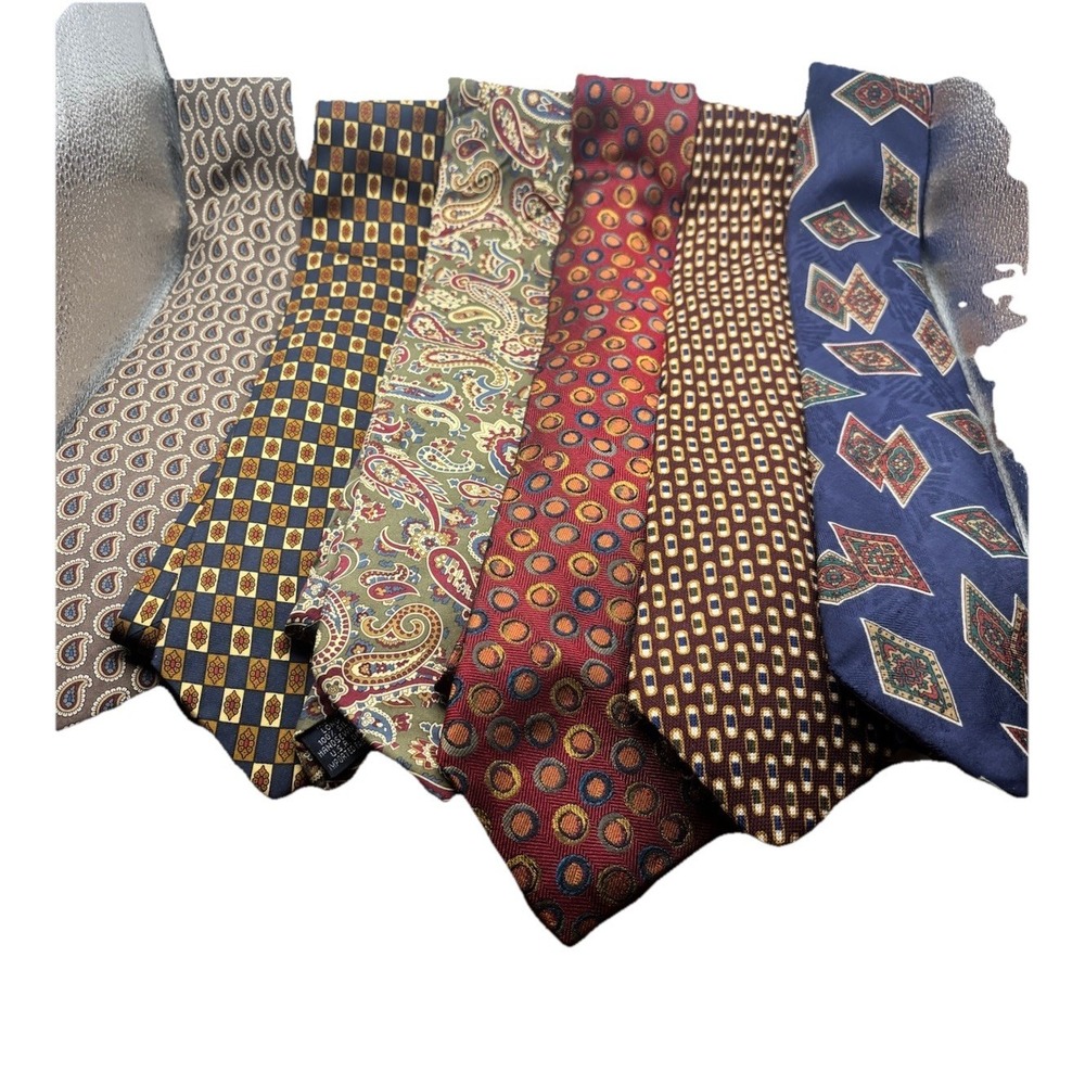 Vintage Lands Men's Silk Ties Neckties LONG Lot Of 6 Made In The USA 4"x 62"
